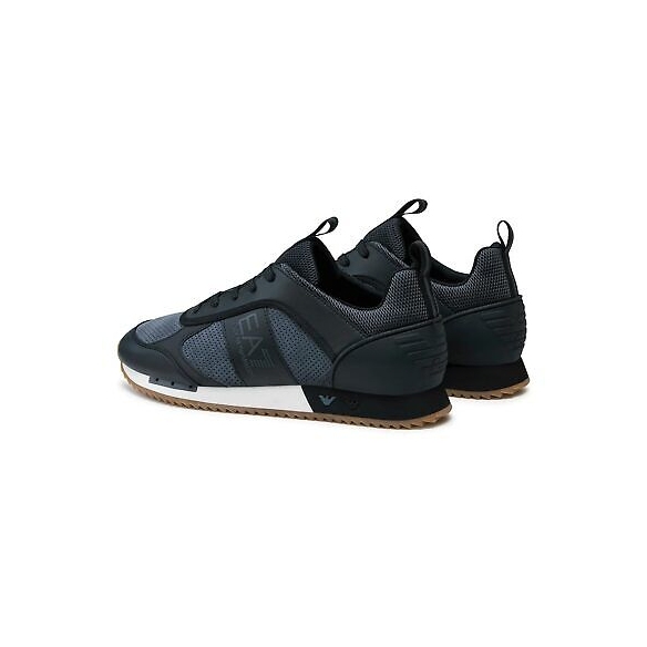 EA7 Uomo Scarpe da Ginnastica in Pelle con Logo Laterale, Nero