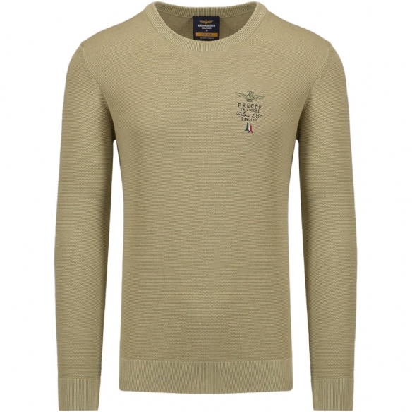 Aeronautica Militare Maglia Girocollo Frecce Tricolori in Cotone Punto Riso (Sag