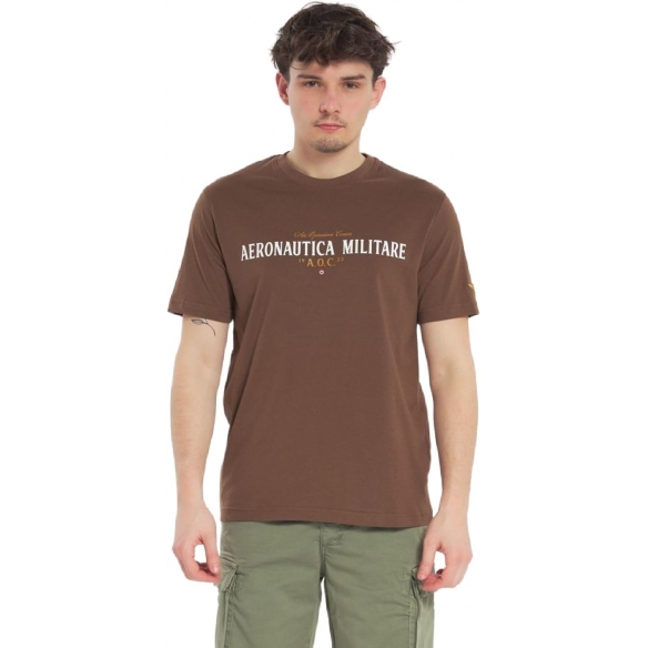 Aeronautica Militare T-Shirt Girocollo con Dettagli in Ecopelle