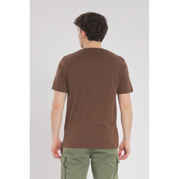 Aeronautica Militare T-Shirt Girocollo con Dettagli in Ecopelle