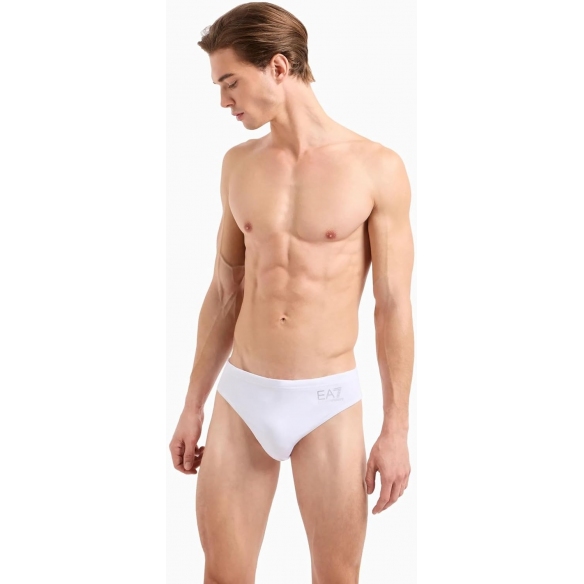 Emporio Armani EA7 Costume da Bagno Slip con Logo ASV (White)