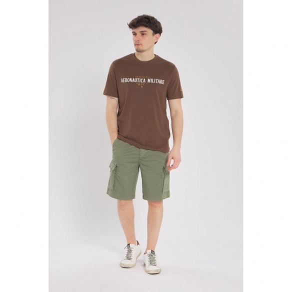 Aeronautica Militare T-Shirt Girocollo con Dettagli in Ecopelle