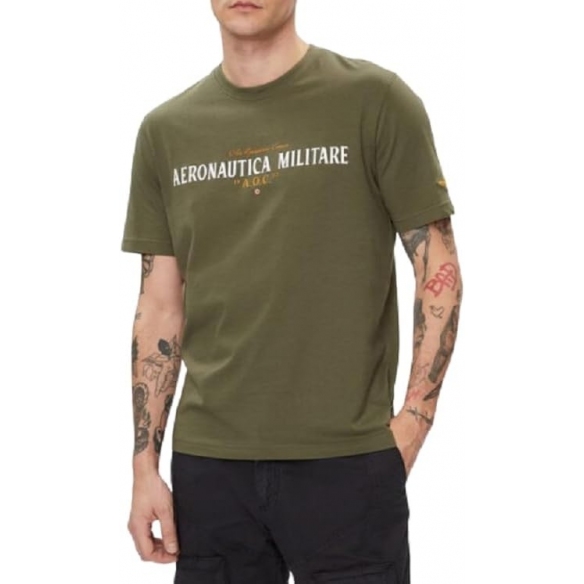 Aeronautica Militare T-Shirt Girocollo con Dettagli in Ecopelle