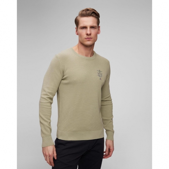 Aeronautica Militare Maglia Girocollo Frecce Tricolori in Cotone Punto Riso (Sag