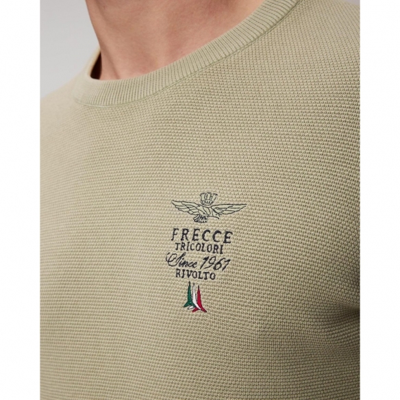 Aeronautica Militare Maglia Girocollo Frecce Tricolori in Cotone Punto Riso (Sag