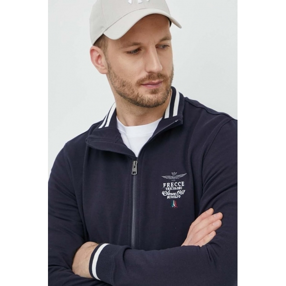 Aeronautica Militare Felpa Girocollo Frecce Tricolori Full-Zip Ricamata (Blu Nav