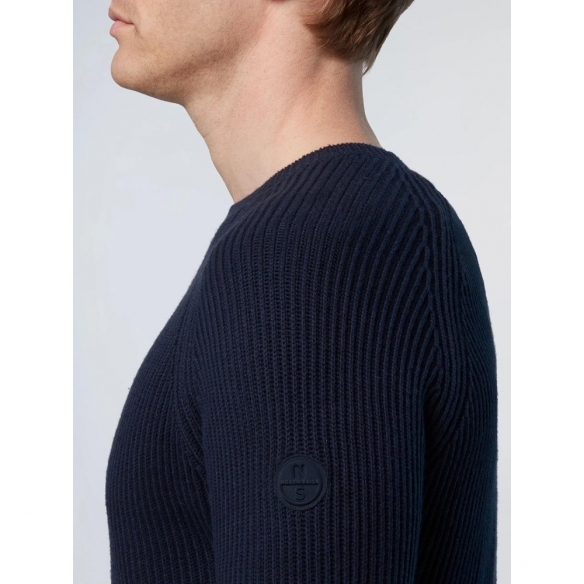 NORTH SAILS Maglione Classico da Uomo a Coste da Pescatore con Girocollo