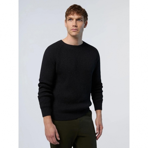 NORTH SAILS Maglione Classico da Uomo a Coste da Pescatore con Girocollo