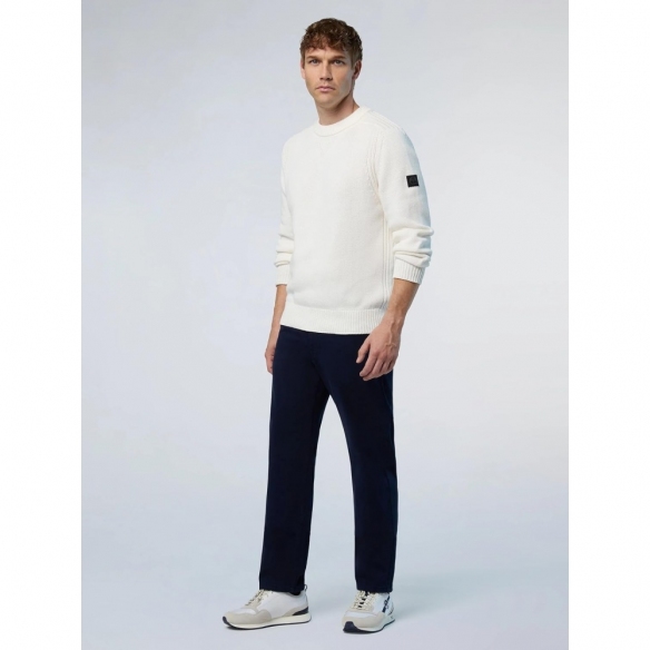 NORTH SAILS Maglione Classico da Uomo a Coste con Logo sulla Manica