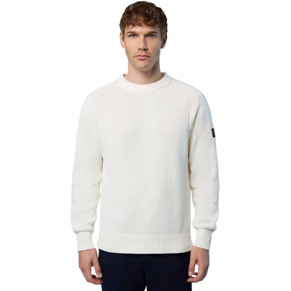 NORTH SAILS Maglione Classico da Uomo a Coste con Logo sulla Manica