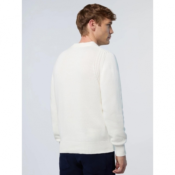 NORTH SAILS Maglione Classico da Uomo a Coste con Logo sulla Manica