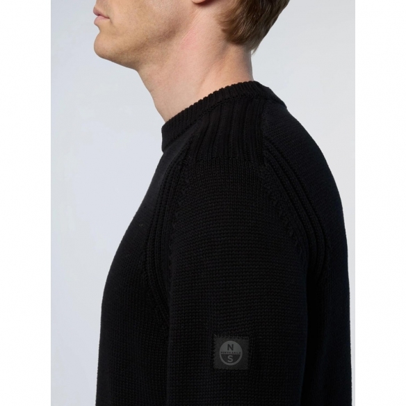 NORTH SAILS Maglione Classico da Uomo a Coste con Logo sulla Manica