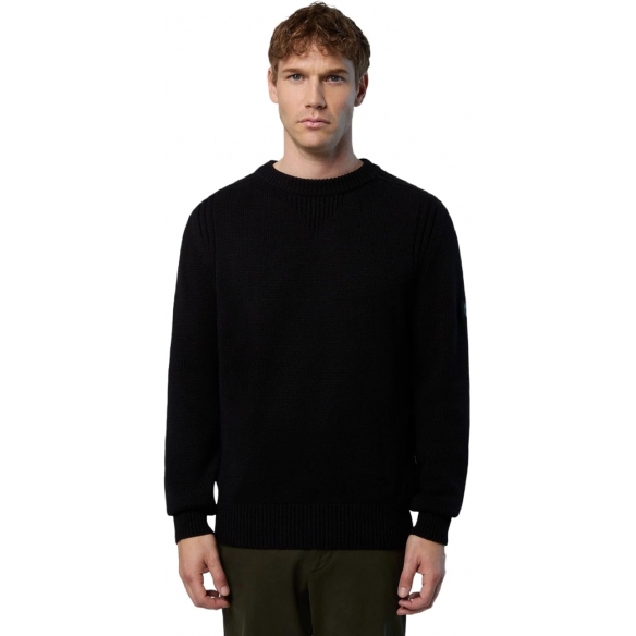 NORTH SAILS Maglione Classico da Uomo a Coste con Logo sulla Manica