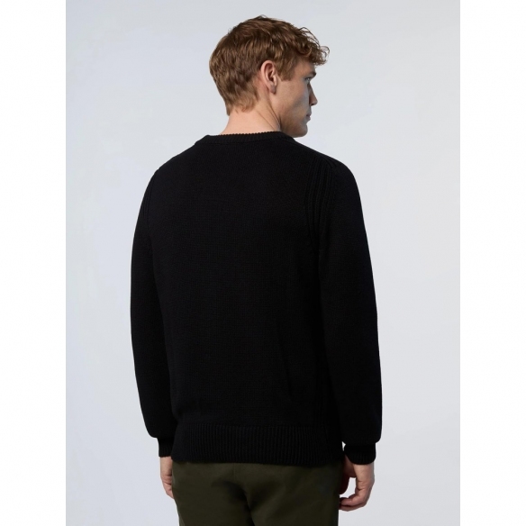 NORTH SAILS Maglione Classico da Uomo a Coste con Logo sulla Manica