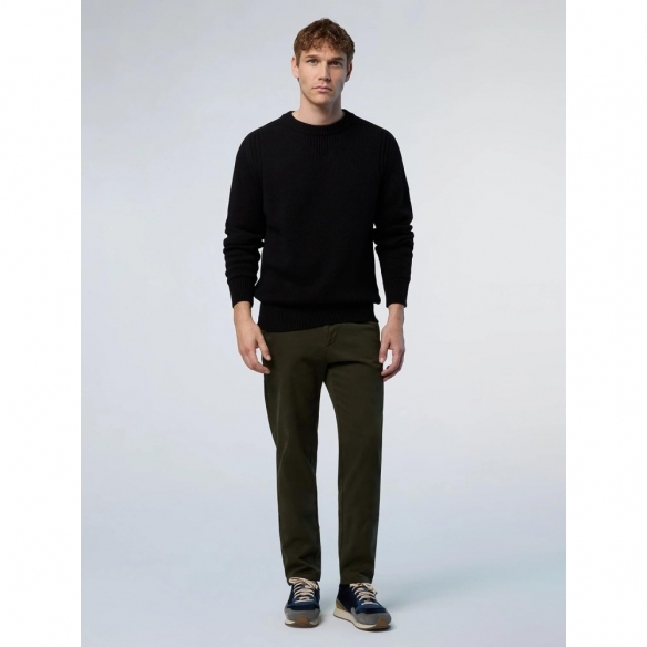 NORTH SAILS Maglione Classico da Uomo a Coste con Logo sulla Manica