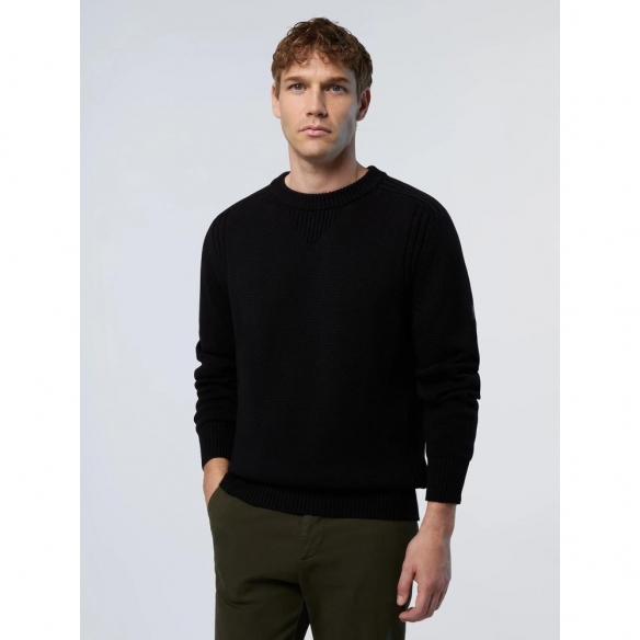NORTH SAILS Maglione Classico da Uomo a Coste con Logo sulla Manica