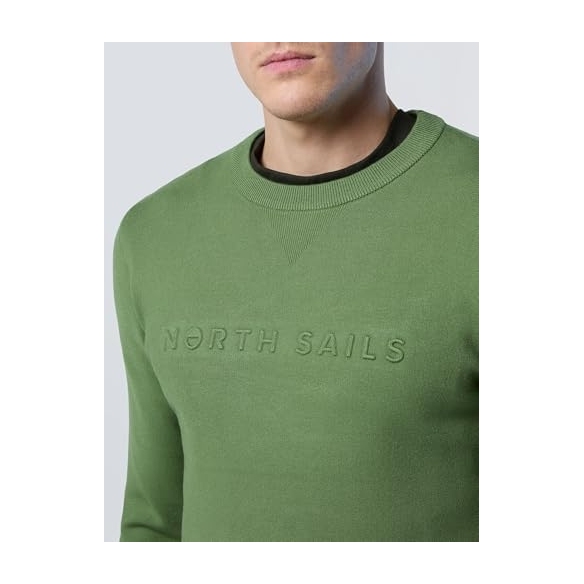 NORTH SAILS Pullover da Uomo in Jersey Stretch con Scritta in Rilievo