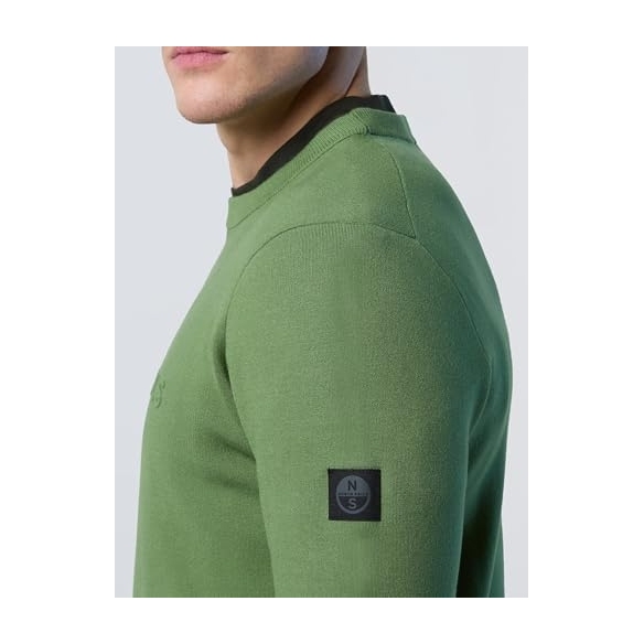 NORTH SAILS Pullover da Uomo in Jersey Stretch con Scritta in Rilievo