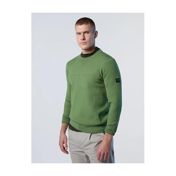 NORTH SAILS Pullover da Uomo in Jersey Stretch con Scritta in Rilievo