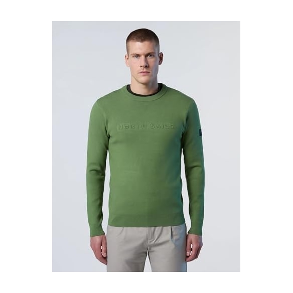 NORTH SAILS Pullover da Uomo in Jersey Stretch con Scritta in Rilievo