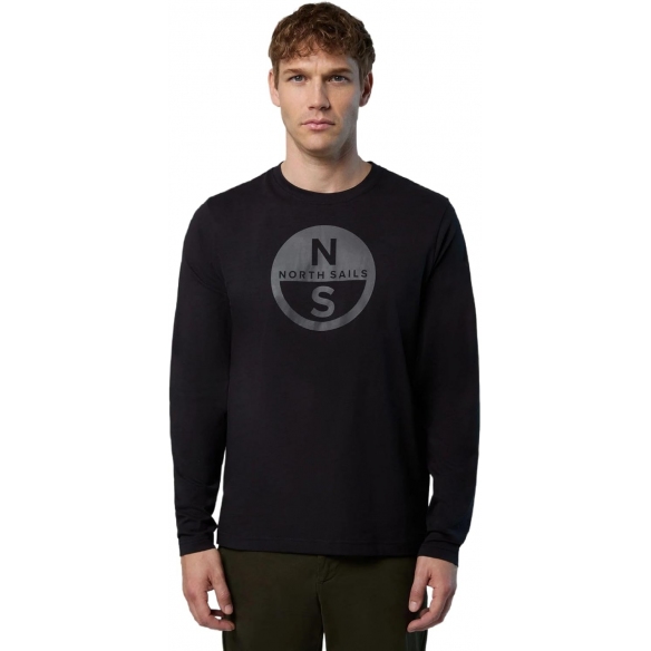 NORTH SAILS T-Shirt Uomo in Jersey di Cotone a Maniche Lunghe (Nero)