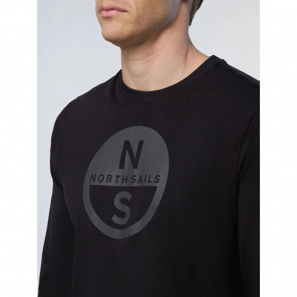 NORTH SAILS T-Shirt Uomo in Jersey di Cotone a Maniche Lunghe (Nero)