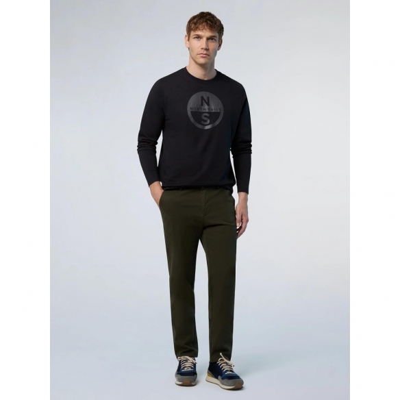 NORTH SAILS T-Shirt Uomo in Jersey di Cotone a Maniche Lunghe (Nero)