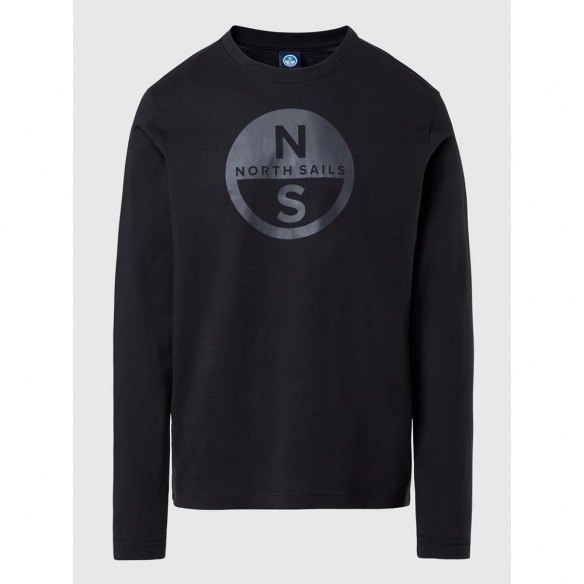 NORTH SAILS T-Shirt Uomo in Jersey di Cotone a Maniche Lunghe (Nero)