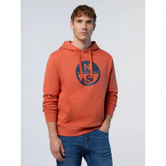 NORTH SAILS Felpa con Cappuccio con Maxi Stampa del Logo e Tasca a Marsupio