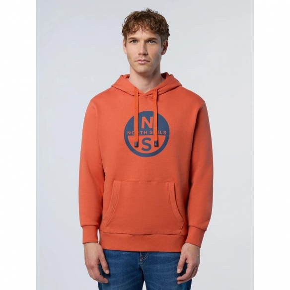 NORTH SAILS Felpa con Cappuccio con Maxi Stampa del Logo e Tasca a Marsupio