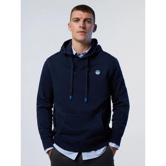 NORTH SAILS Felpa con Cappuccio Uomo con Mini Logo e Tasca a Marsupio