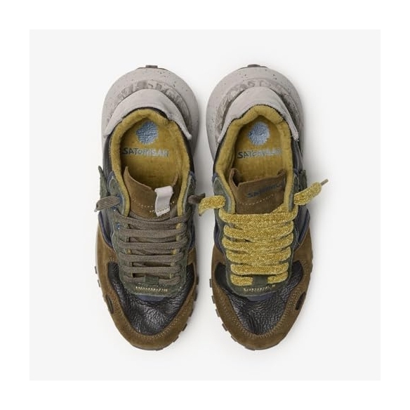 SATORISAN Chacrona Metta Buckingham Dark Olive - Sneaker Casual Uomo in Ecopelle