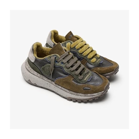 SATORISAN Chacrona Metta Buckingham Dark Olive - Sneaker Casual Uomo in Ecopelle