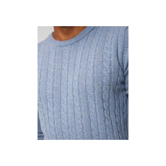 Aeronautica Militare Pullover a trecce in Lana Vergine (Celestino)
