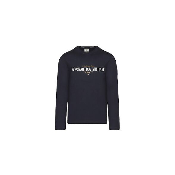 Aeronautica Militare Maglia M.L. con Stampa in Gomma A.O.C. (Dark Blu)