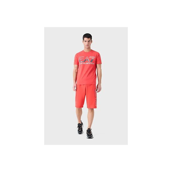 Emporio Armani EA7 T-Shirt Logo Series in Jersey di Cotone Stretch (Corallo)