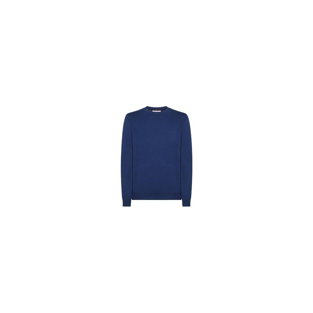 SUN68 Pullover Round Solid Blue...