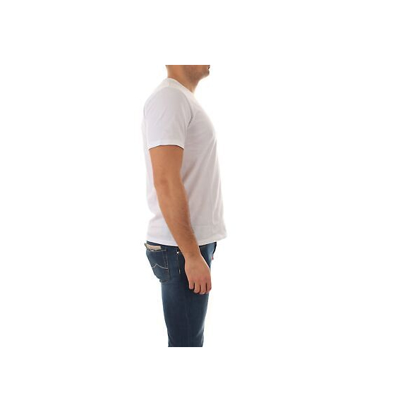 SUN68 T-Shirt Uomo Round Solid Pocket T33101 Bianca PE23 in Cotone con Taschino