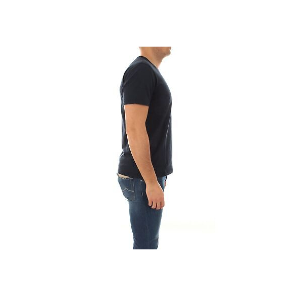 SUN68 T-Shirt Uomo Round Solid Pocket T33101 Blu Scuro PE23 in Cotone con