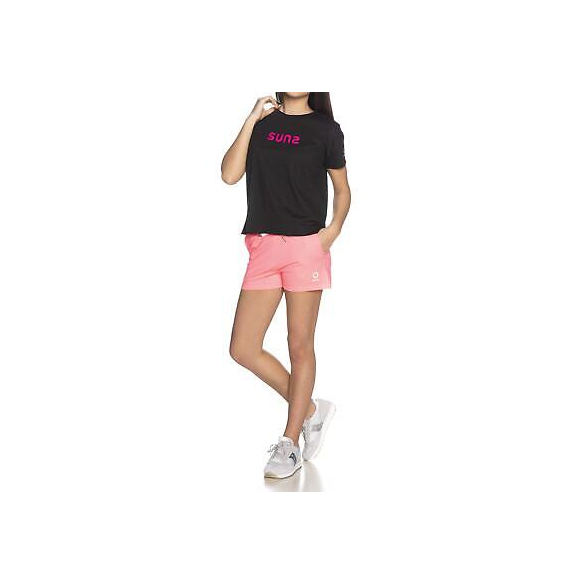 SUNS - T-Shirt Nera in Cotone con Logo Stampato sul Petto e sulla Manica. Il