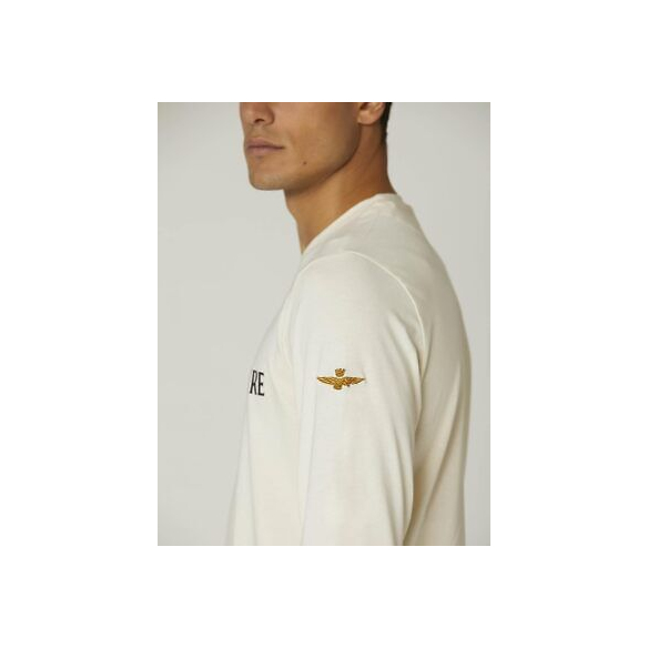 Aeronautica Militare Maglia M.L. con Stampa in Gomma A.O.C. (Cream White)