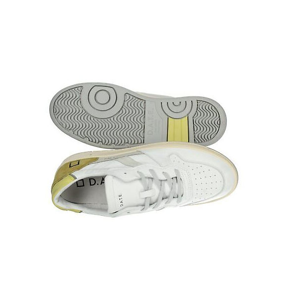 D.A.T.E. Court 2.0 Vintage Calf (White-Yellow)