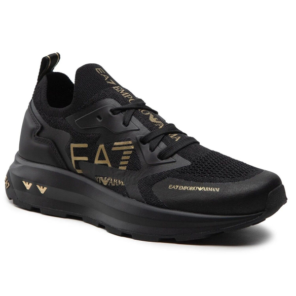 Emporio Armani EA7 EA7 Sneakers a Calza da Uomo Nera. Logo a Contrasto sui Lati