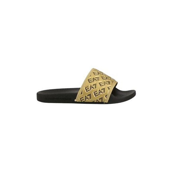 Emporio Armani EA7 Ciabatta con logo all-over (Black/Gold)