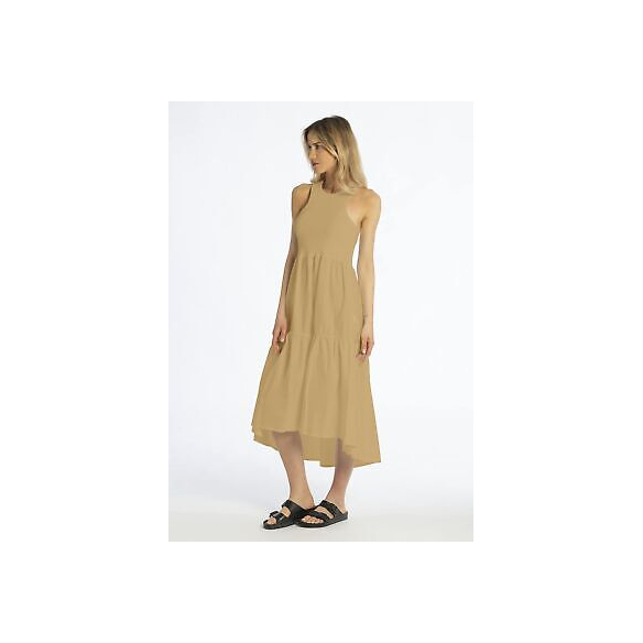 DEHA - Vestito Lungo Halter VOLOUMINOUS Dress in Cotone, Marrone (L)