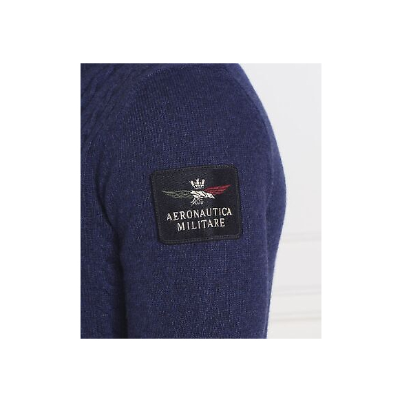 Aeronautica Militare Pullover uomo a trecce in lana vergine MA1395 Colore Blu