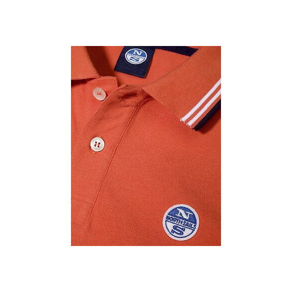 North Sails Maniche di Base di Polo del Cotone con Corte E Strisce - S