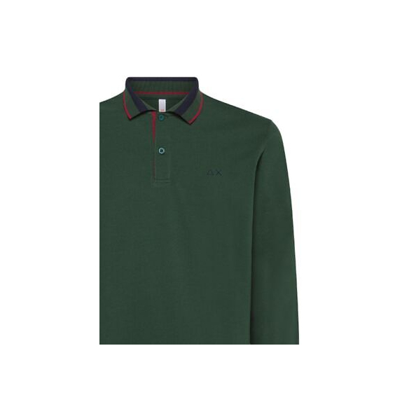 SUN68 Polo Manica Lunga Elasticizzata con Colletto in Contrasto 3 Colori A43107