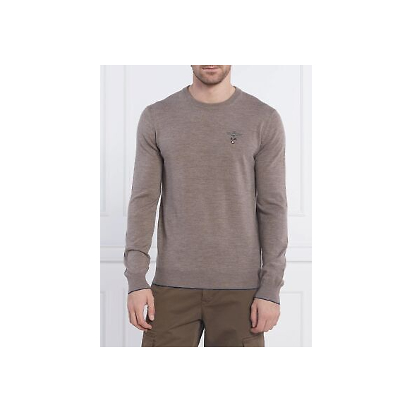 Aeronautica Militare Maglia Girocollo Uomo in Pura Lana (Beige Melange)