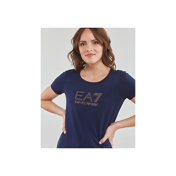 Emporio Armani EA7 T-Shirt Donna Evolution in Jersey di Misto Cotone (Blu Navy)